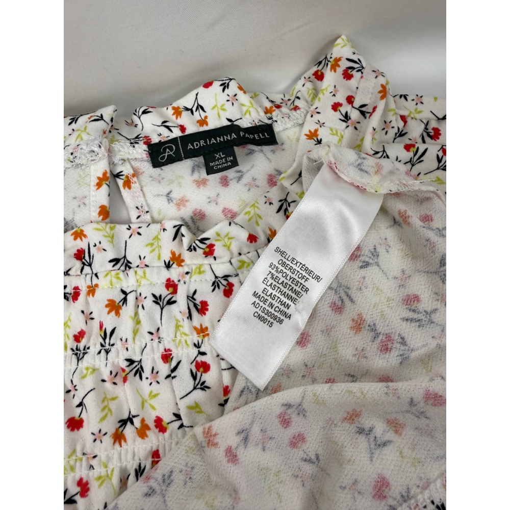 Women's Adrianna Papell Floral Smocked Top White/Red Size XL $10 w/$25 purchase - Picture 5 of 6